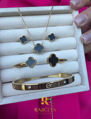 Sefora crno-zlatni set 3/1 +Love narukvica