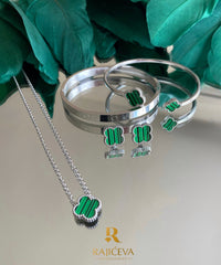 Sefora zeleno-srebrna 3/1 +Love narukvica