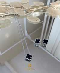 Sefora crno-srebrna ogrlica i minđušice