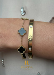 Love i Sefora sa 5 detelina crna-narukvice u boji zlata