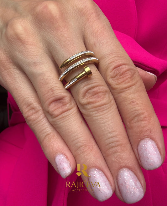 Ekser prsten novi model u boji srebra