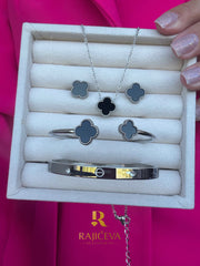 Sefora crno-srebrni set 3/1 + Love narukvica