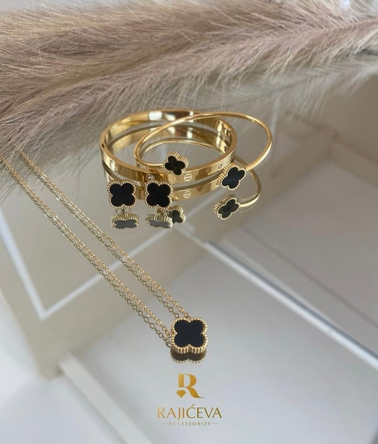 Sefora crno-zlatni set 3/1 +Love narukvica