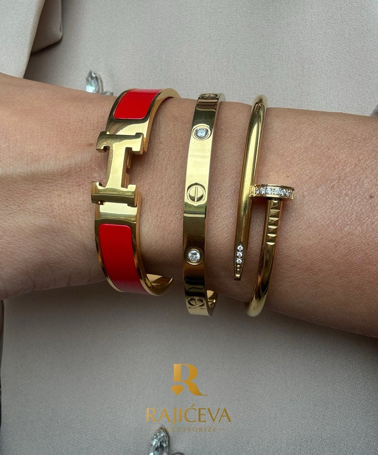 Hera narukvica u crvenoj boji, Love Ekser narukvice u boji zlata