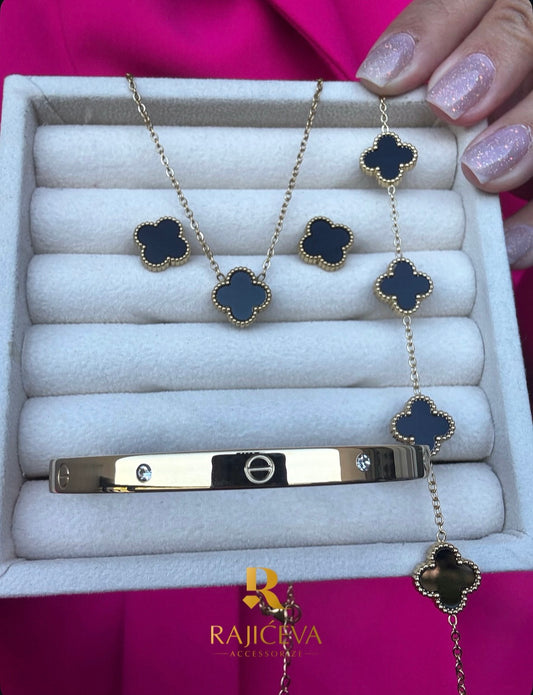 Sefora crno zlatna 3/1+ Love narukvica