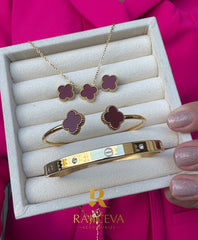 Sefora bordo-zlatni set 3/1 + Love narukvica