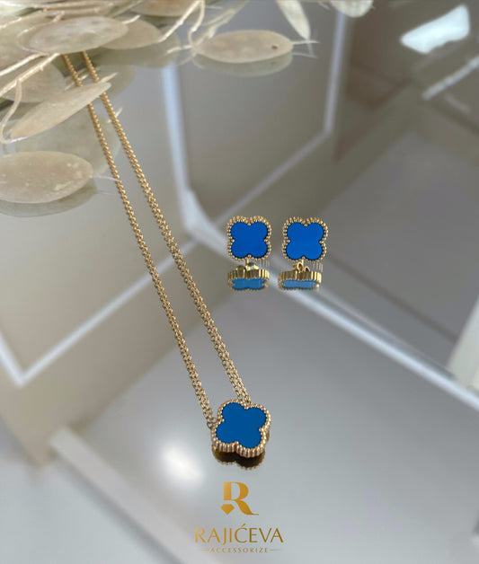 Sefora plavo-zlatna ogrlica i minđušice