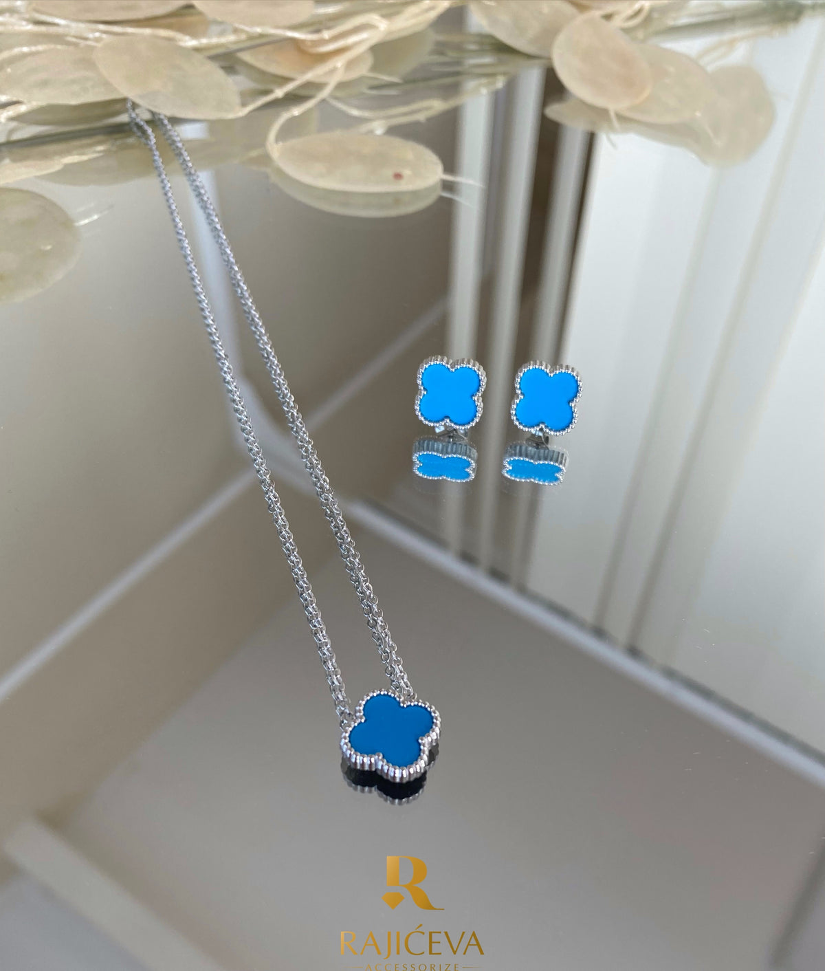 Sefora plavo-srebrna ogrlica i minđušice