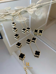 Sefora crno-zlatni set sa pet detelina