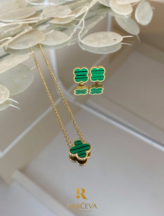 Sefora zeleno-zlatna ogrlica i minđušice