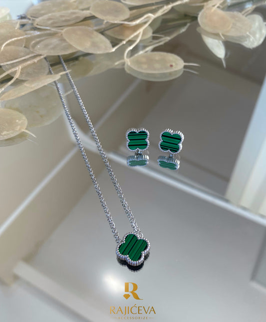 Sefora zeleno-srebrna ogrlica i minđušice