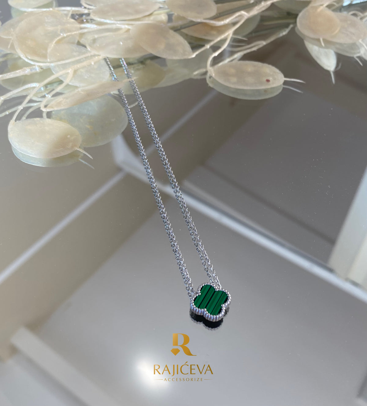 Sefora ogrlica zeleno-srebrna