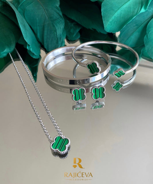 Sefora zeleno-srebrna 3/1 +Love narukvica