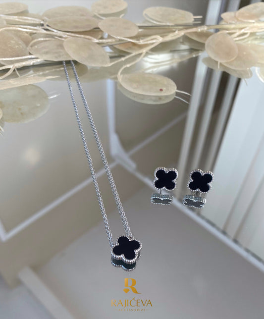 Sefora crno-srebrna ogrlica i minđušice