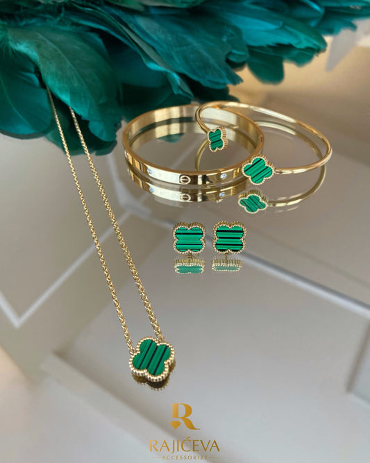 Sefora zeleno-zlatna 3/1 Love narukvica