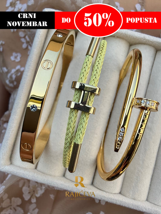 Ekser, Love, žuta Lora narukvica u boji zlata