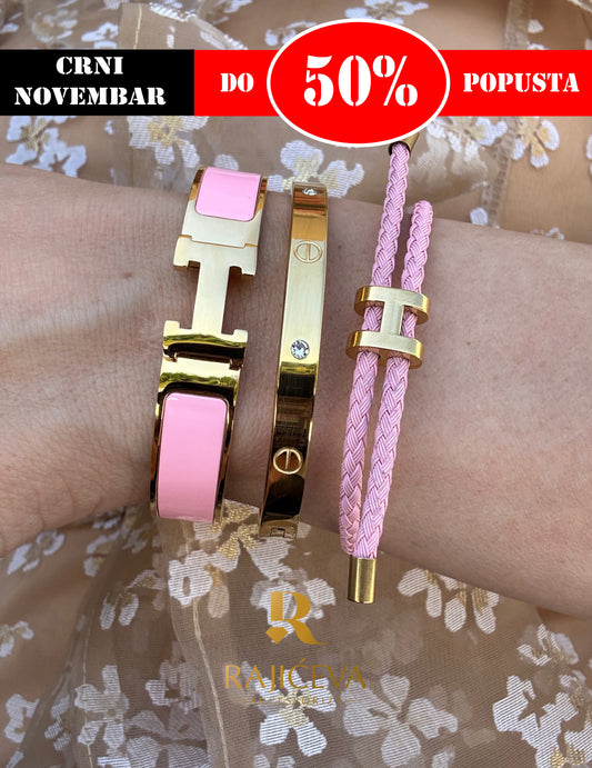 Hera, Love, Lora roze narukvice u boji zlata