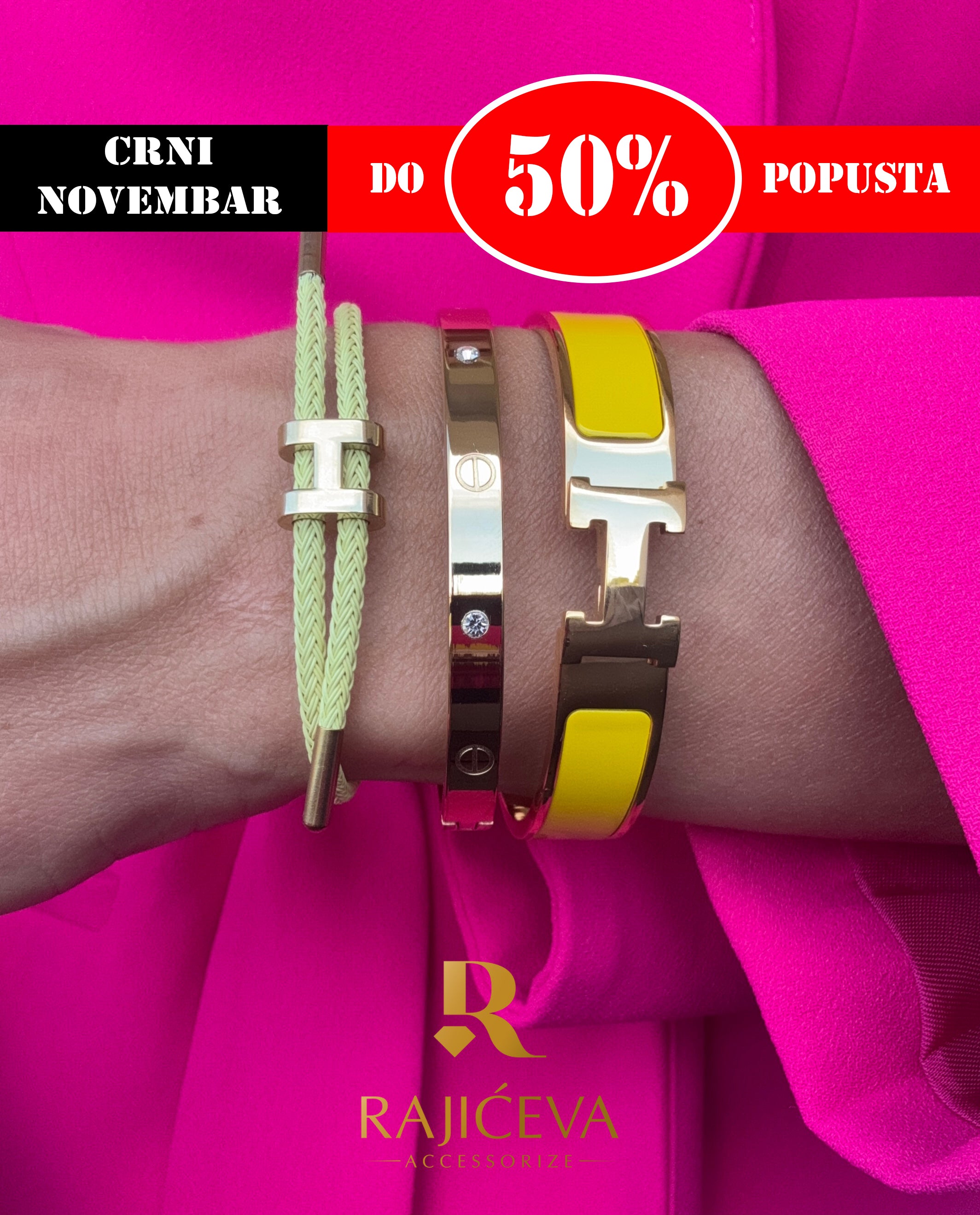 Hera, Love, Lora žuta narukvice u boji zlata