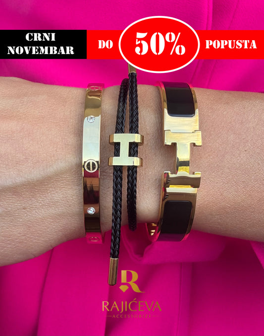 Hera, Love, Lora crna narukvice u boji zlata