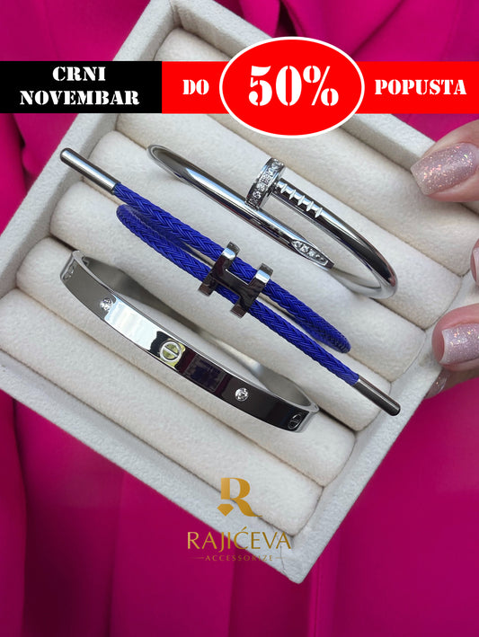 Ekser, Love, Lora pavoj narukvice u boji srebra