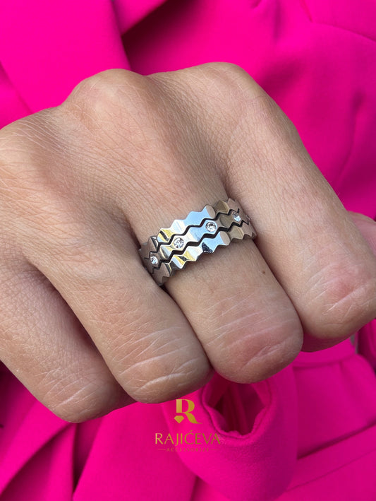 Lara prsten 3u1 srebrni