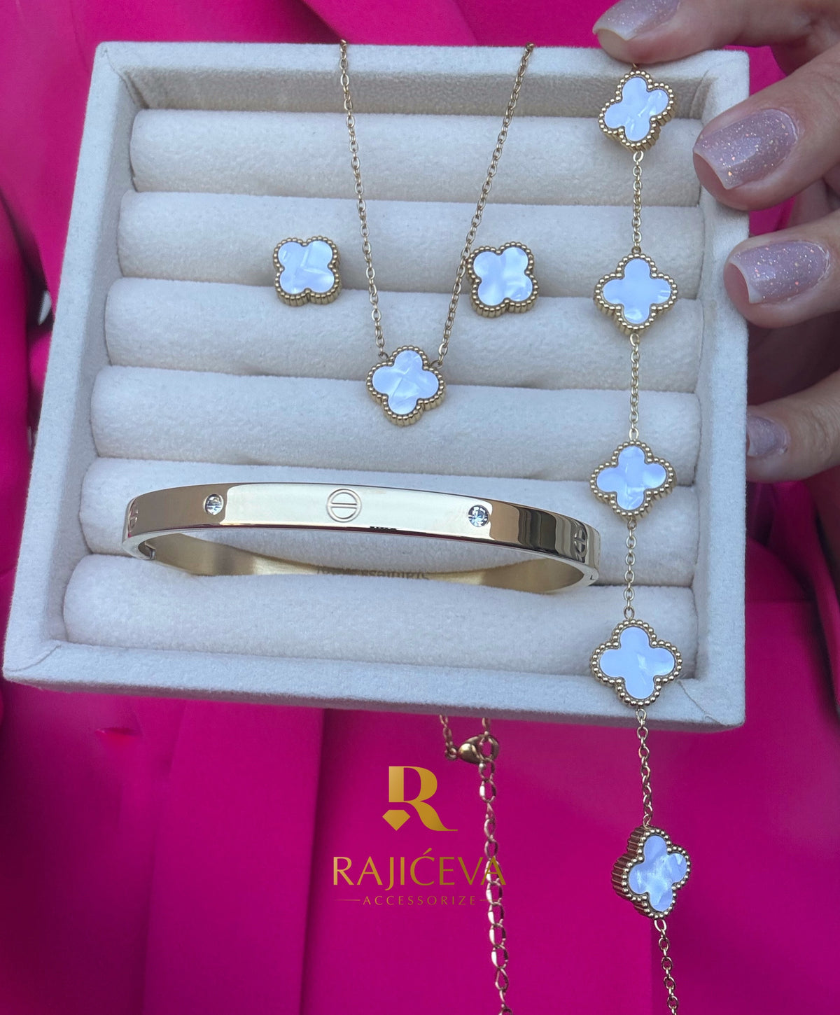 Sefora sedef-zlatni set 3/1 +Love narukvica