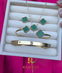 Sefora zeleno-zlatna 3/1 Love narukvica