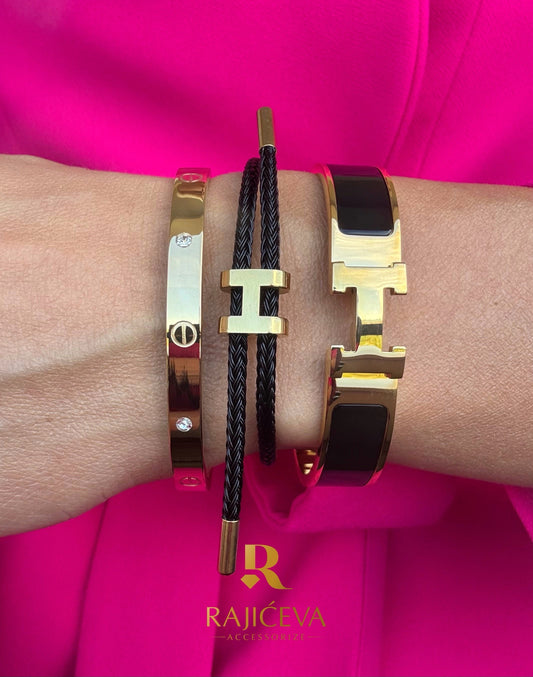 Crna Hera ,Ekser i Love narukvice u boji zlata