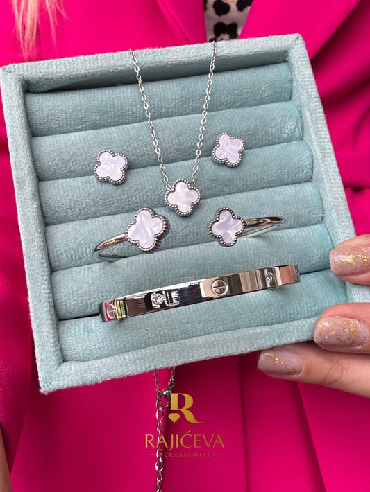 Sefora sedef-srebrni set 3/1 +Love narukvica